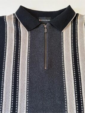 Conte Di Milano Italy Quarter Zip Grandpa Old Money wool Knit Polo Sweater Men L